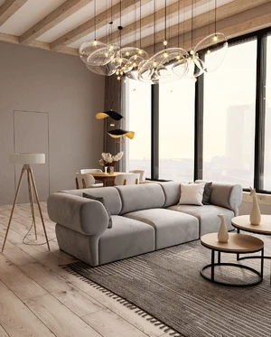 Интерьер современной гостиной с бежевым модульным диваном Fly: фото 8