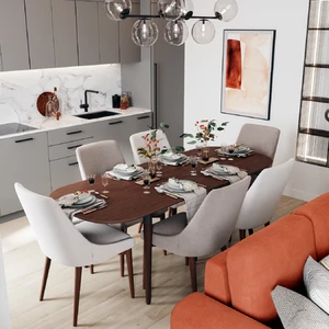 Интерьер кухни-гостиной с оранжевым диваном Vittorio: фото 2