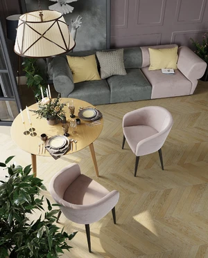 Интерьер «Парижская мечта». Гостиная и обеденная с розовой мебелью от SKDESIGN: фото 1