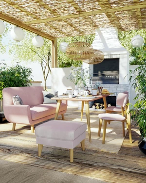 Интерьер террасы загородного дома с мебелью SKDESIGN в розовом цвете: фото 