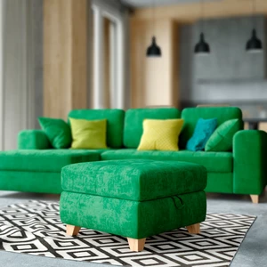 Кухня-гостиная в стиле лофт с ярко-зеленым диваном Vittorio: фото 3