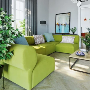 Интерьер гостиной с зеленым модульным диваном Fly: фото 