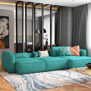 Интерьер студии с голубым угловым диваном Vento: фото 1