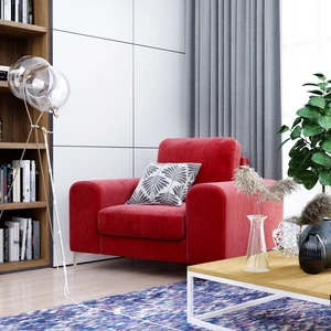 Интерьер студии с красным угловым диваном Vittorio: фото 1