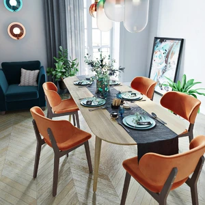Светлый интерьер обеденной с оранжевыми стульями Madison: фото 1