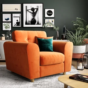 Темная гостиная с оранжевым диваном Arden: фото 1