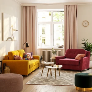 Светлая гостиная с желтым диваном Vittorio: фото 1