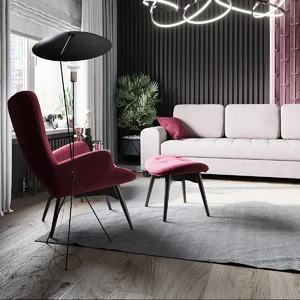Темный интерьер с розовым диваном Vittorio: фото 