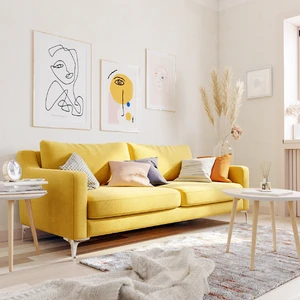 Светлый интерьер с желтым диваном Mendini: фото 