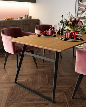 Современная кухня с обеденным столом Chelsey и розовыми стульями Wien: фото 