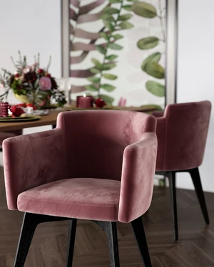 Современная кухня с обеденным столом Chelsey и розовыми стульями Wien: фото 1