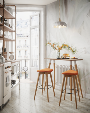 Интерьер компактной кухни с барными стульями Bonn: фото 