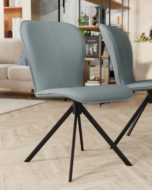 Обеденный стул, на металлической опоре, ткань Velutto 05 Aspen в интерьере: фото 4