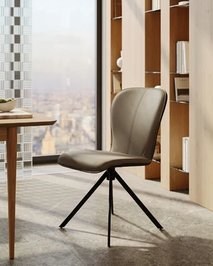 Обеденный стул, на металлической опоре, ткань Velutto 05 Aspen в интерьере: фото 