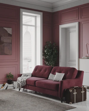 Интерьер гостиной в бордовых оттенках с диваном Raf: фото 