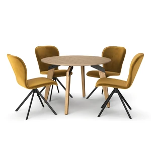 Oscar Round + Aspen, Дизайнерская обеденная группа с круглым столом и 4 стульями