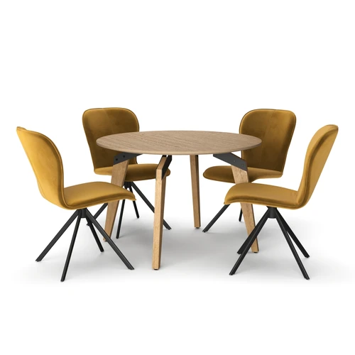 Дизайнерская обеденная группа с круглым столом и 4 стульями Oscar Round + Aspen