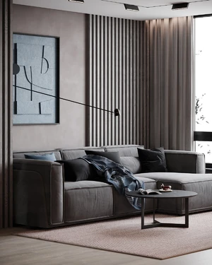 Угловой диван-кровать, 350 см, выкатная еврокнижка Vento Light в интерьере: фото 10