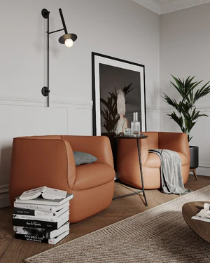 Кресло дизайнерское, кожа Spin в интерьере: фото 