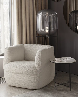 Кресло дизайнерское, 80×82×72 см с вращающимся механизмом, ткань Buckle Terra Spin в интерьере: фото 2