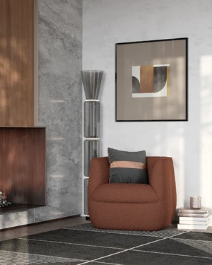 Кресло дизайнерское, 80×82×72 см с вращающимся механизмом, ткань Buckle Terra Spin в интерьере: фото 8