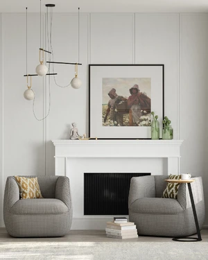 Кресло дизайнерское, 80×82×72 см ткань Buckle White Spin в интерьере: фото 2