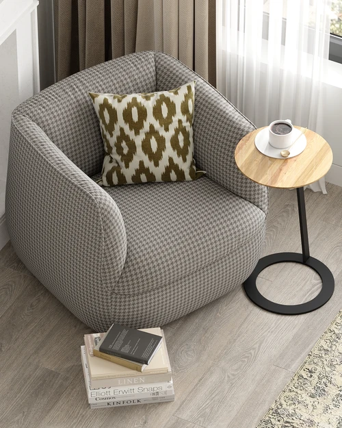Кресло дизайнерское, 80×82×72 см ткань Buckle White Spin