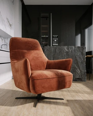 Кресло дизайнерское,  90×85×106 см ткань Ginger 25 Lind в интерьере: фото 