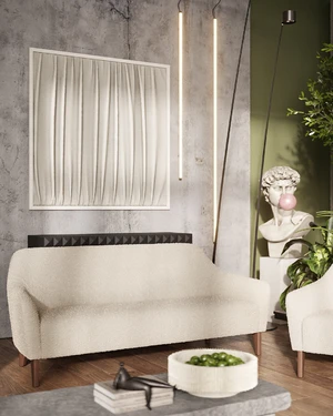 Дизайнерский диван в букле 2-местный без механизма Miami Lux в интерьере: фото 3