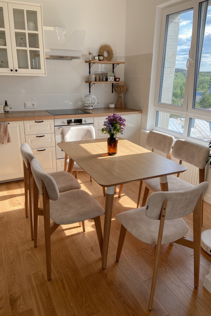 Скандинавская сказка: интерьер светлой кухни-гостиной с особой атмосферой: фото NaN