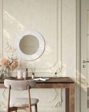 Дизайнерское круглое зеркало в широкой раме Kubi Small в интерьере: фото 