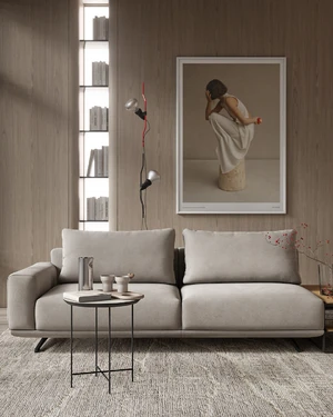 Дизайнерский модульный диван со столиком, 3-местный без механизма V13 Zillis в интерьере: фото 