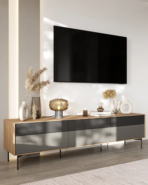 Оформление ТВ-зоны в гостиной в современном стиле | SKDESIGN