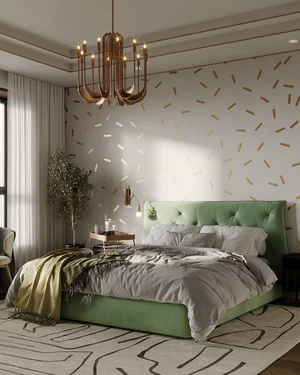 Cпальня в эклектичном стиле с зелёной кроватью Jess: фото 1
