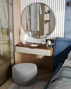 Стильная просторная спальня с синей кроватью Vento: фото 