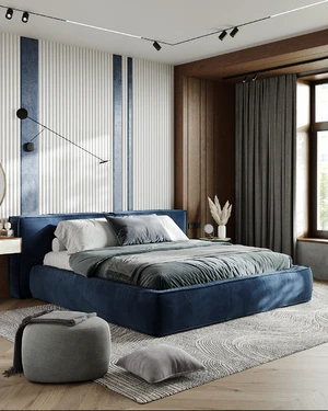 Стильная просторная спальня с синей кроватью Vento: фото 1