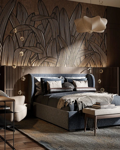 Модные оттенки двуспальной кровати для спальни: дизайнерские варианты изголовья