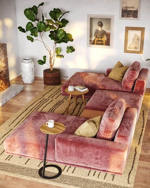 Дизайнерский модульный диван с пуфом 3-местный без механизма V7 Zillis в интерьере: фото 3