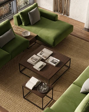 Интерьер гостиной с двумя зелёными диванами Zillis: фото 1