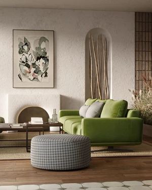Интерьер гостиной с двумя зелёными диванами Zillis: фото 3