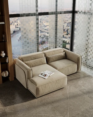 Дизайнерский угловой диван, 208/150 см, без механизма V1 Vento Light в интерьере: фото 