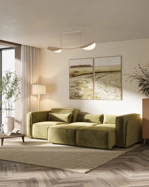 Модульный 4-местный диван-кровать, выкатная еврокнижка V3 Vento Light в интерьере: фото 2