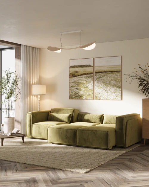 Модульный 4-местный диван-кровать, выкатная еврокнижка V3 Vento Light