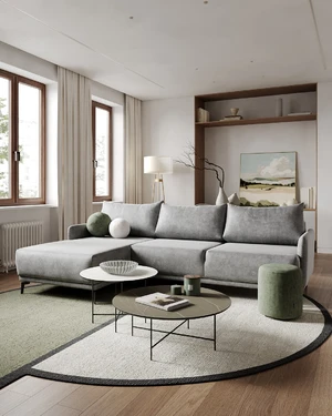 Дизайнерский угловой диван-кровать, шагающая еврокнижка Archi в интерьере: фото 5